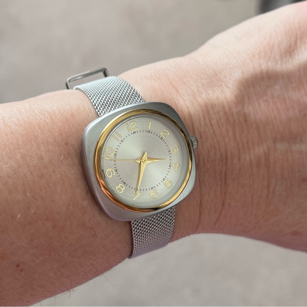 NEW Silver and Gold Mesh Strap Watch
